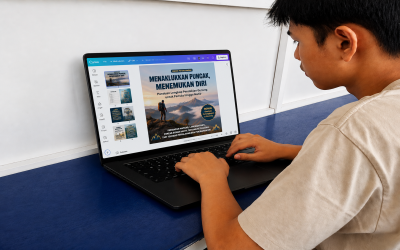 Selamat! Kak Ataya Berhasil Menyelesaikan Microsoft Excel dan Memulai Proyek eBook Canva Bertema Pendakian Gunung